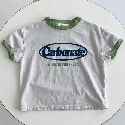 T-shirt à manches courtes pour bébé, imprimé lettres, décontracté, ample, pour enfant, garçon et fille, été, 2024