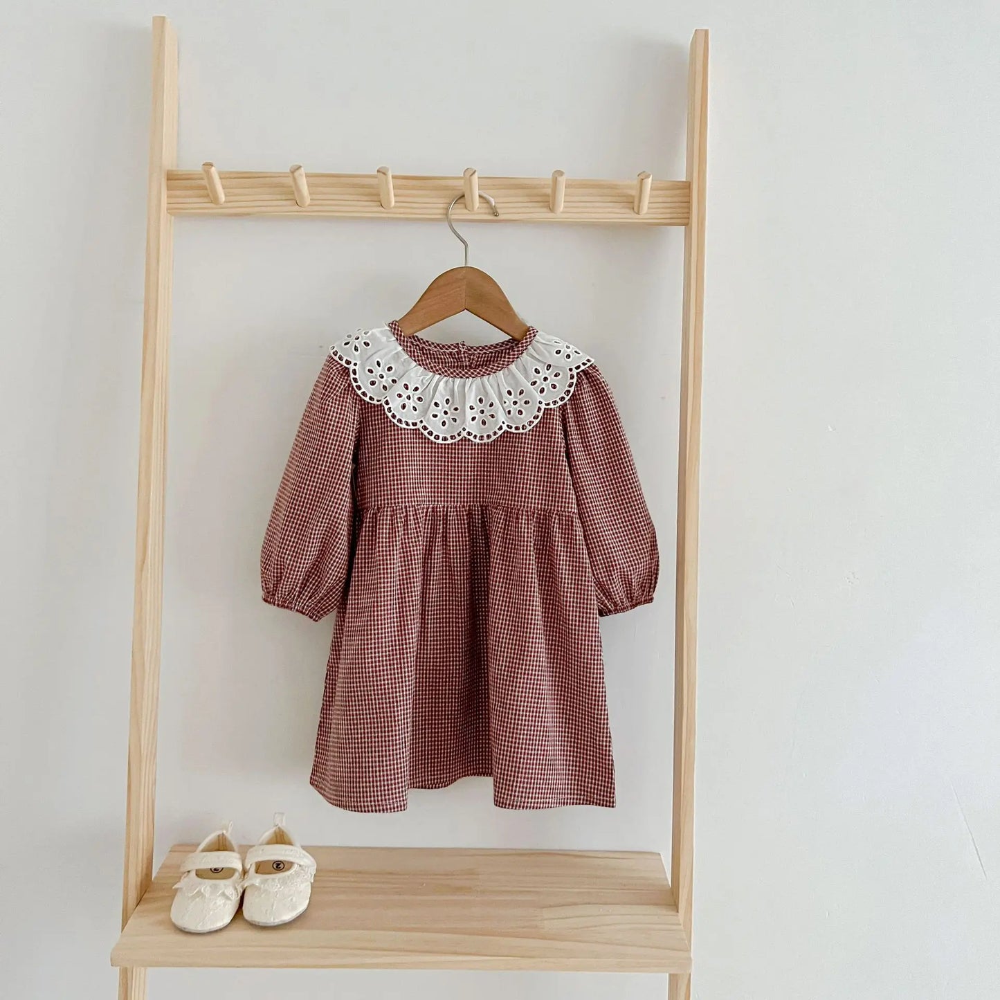 Robe d'automne à manches longues et col en dentelle pour bébé fille, tenue princesse pour nouveau-né