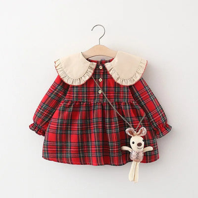 Printemps automne nouveau-né bébé fille vêtements robe à carreaux à manches longues pour bébé filles vêtements 1er bébé anniversaire robes de princesse robe