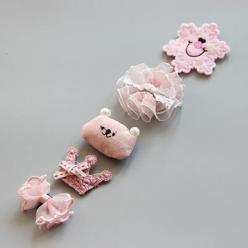 5Pcs/Set Baby Hair Clips Cute Girl Bows Crown Hair Clips Kids Child Baby Hairpins Barrettes Haarspeldjes Baby Hair Accessories