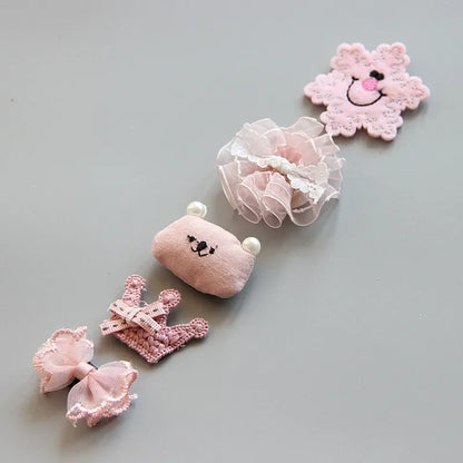 5Pcs/Set Baby Hair Clips Cute Girl Bows Crown Hair Clips Kids Child Baby Hairpins Barrettes Haarspeldjes Baby Hair Accessories