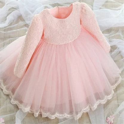 Robes de princesse à manches longues pour nouveau-né, tenue de fête, de mariage, de baptême, de fête ...