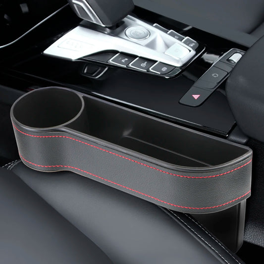 Car Organizer Seat Gap Slit Box With Charging Hole Leather Car Seat Gap Storage Box