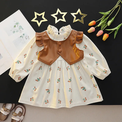 Robes pour filles, vêtements de printemps et d'automne pour bébés, robes imprimées à manches longues pour filles, vêtements tendance pour enfants