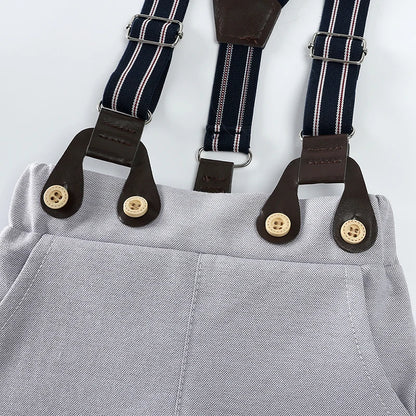 Ensembles de vêtements pour bébés garçons, 3 pièces, chemise à nœud papillon, barboteuse, pantalon et chapeau, robe pour nouveau-né, costume de fête pour homme