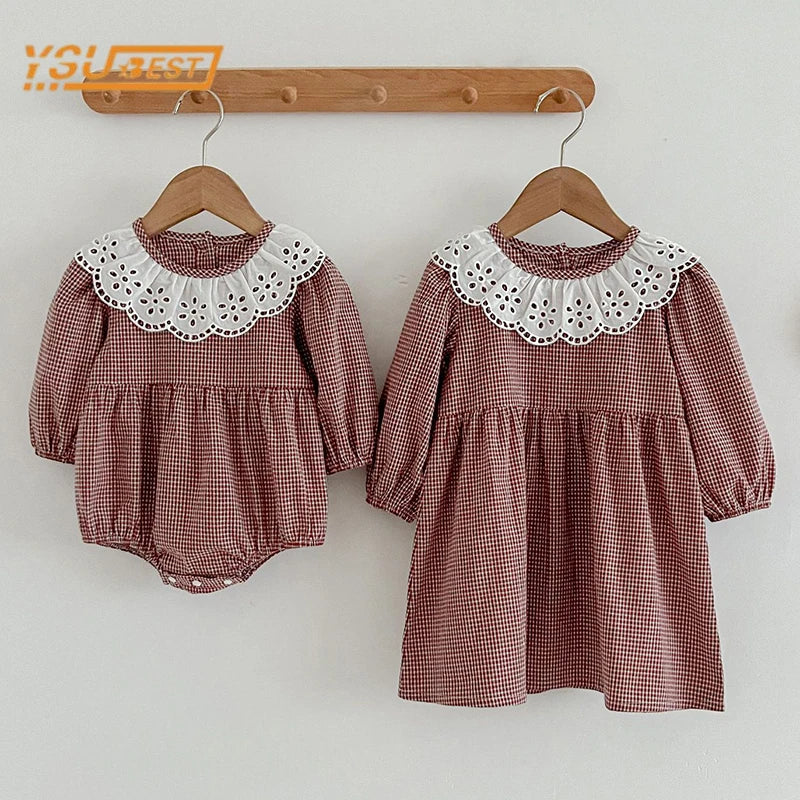 Robe d'automne à manches longues et col en dentelle pour bébé fille, tenue princesse pour nouveau-né