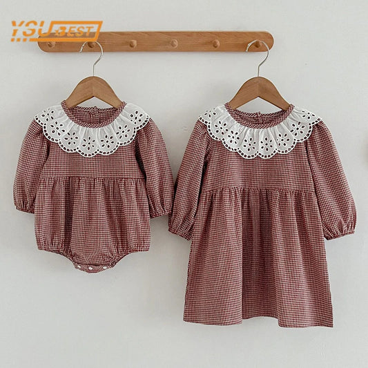 Robe d'automne à manches longues et col en dentelle pour bébé fille, tenue princesse pour nouveau-né