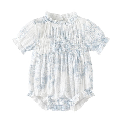 Barboteuse pour bébé fille, barboteuse à volants, col à volants, motif floral, vêtements de princesse pour nouveau-né
