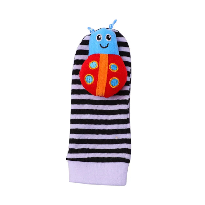 Lot de 4 hochets pour bébé de 0 à 12 mois, chaussettes avec dragonne et hochet, chaussettes pour bébé, chaussettes pour tout-petits
