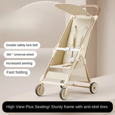 Compact Stroller Foldable Light Stroller Toddler Stroller - Aircraft Stroller - with Double Safety Lock Strap - with Awning