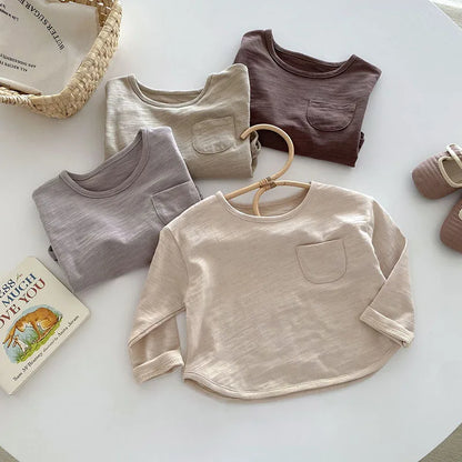 MILANCEL – Chemisier d'automne pour enfants, joli maillot de corps uni pour filles et garçons