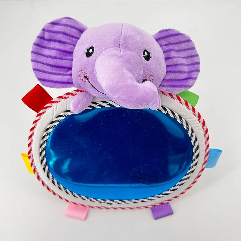 Baby Car Mirror Back Seat Rear View Mirror Cartoon Animal Plush Toys Adjustable Rear Facing Mirrors for Baby Stroller Toys