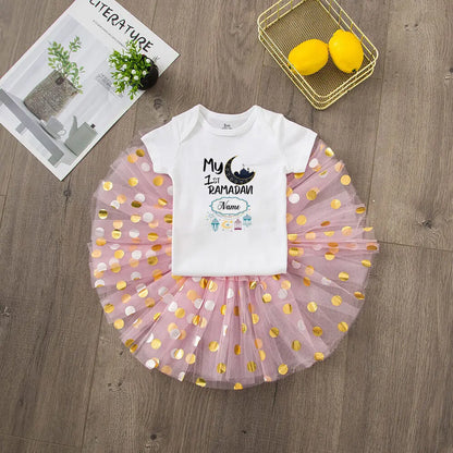 Costume personnalisé pour bébé fille, robe tutu, tenue de l'Aïd Ramadan pour bébé et tout-petit