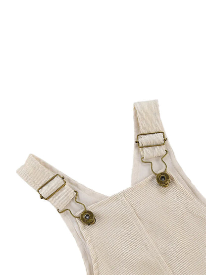 Combinaison pantalon à bretelles unisexe pour bébé de 0 à 24 mois avec boutons, couleur unie, pour tout-petits garçons et filles