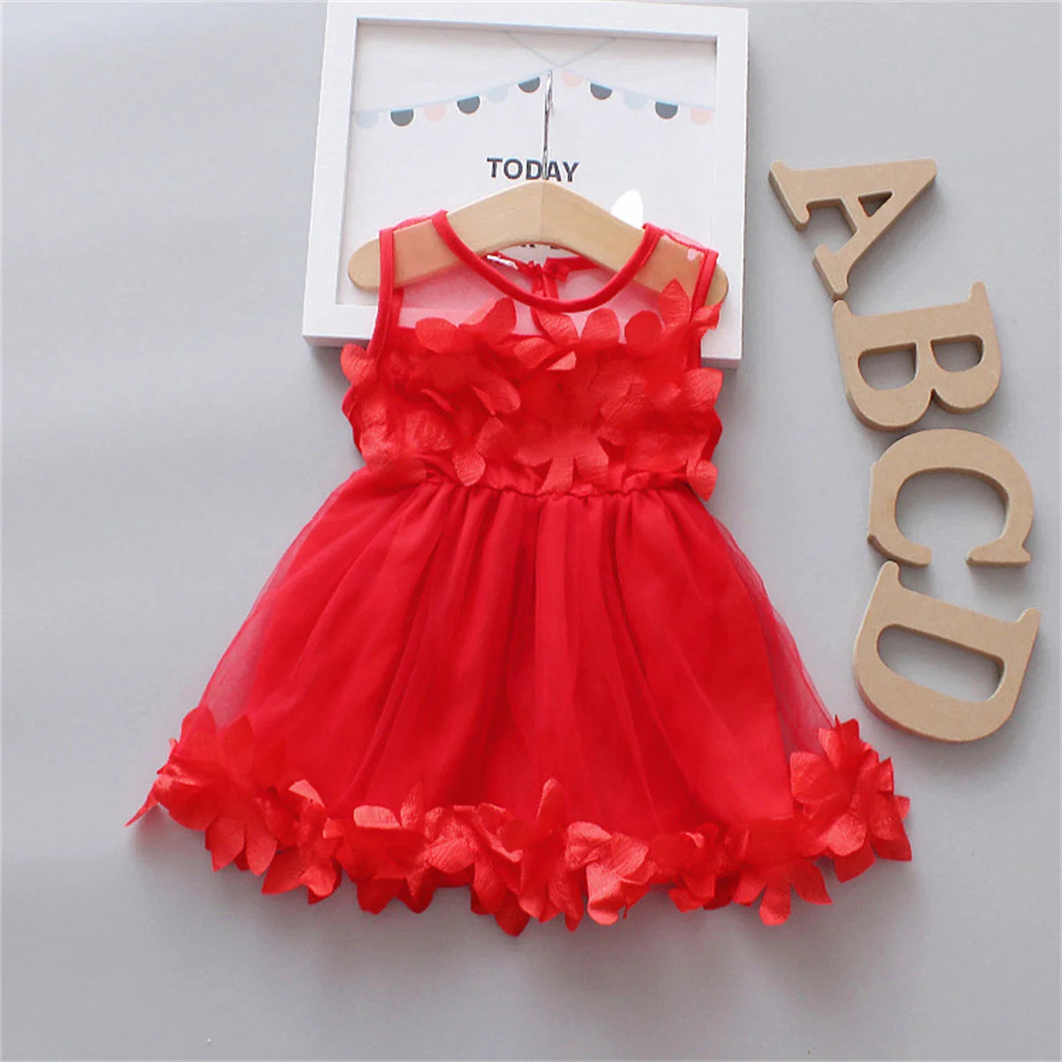 Robe d'été pour fille de 0 à 3 ans, couleur unie, style princesse, en maille, sans manches, longueur genou