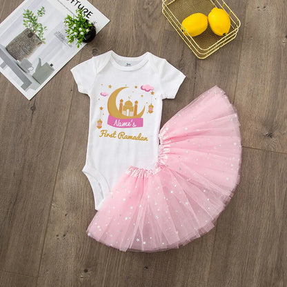 Costume personnalisé pour bébé fille, robe tutu, tenue de l'Aïd Ramadan pour bébé et tout-petit