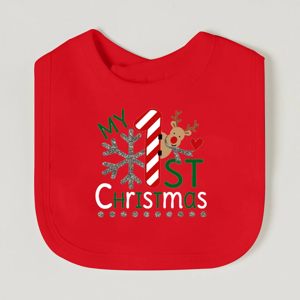 It's My First Christmas Baby Bib Christmas Vibes Bibs Newborn Red Cotton Saliva Towel Xmas Party Bib Holiday Infant Shower Gift