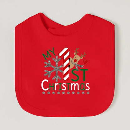It's My First Christmas Baby Bib Christmas Vibes Bibs Newborn Red Cotton Saliva Towel Xmas Party Bib Holiday Infant Shower Gift