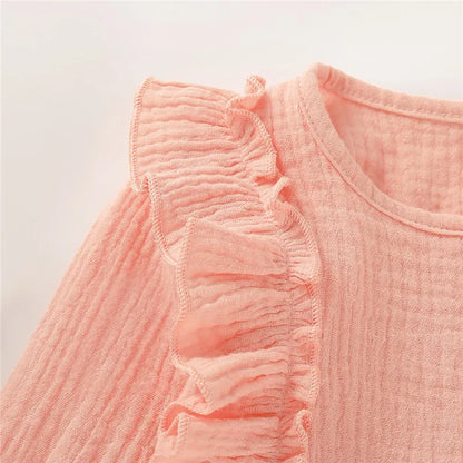 Barboteuse en coton pour nouveau-né fille, 3 couleurs, manches longues, volants, tendance, printemps et automne, pour bébé fille de 0 à 12 mois