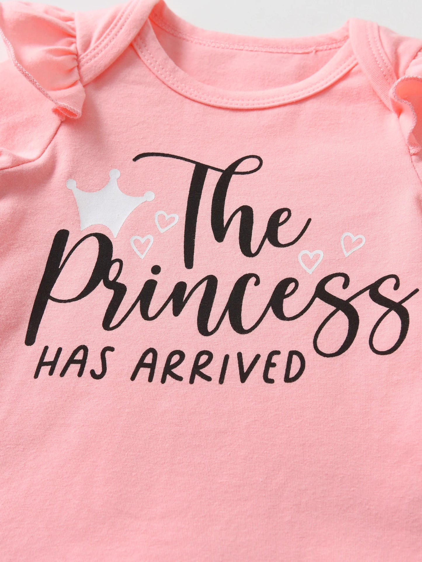 Ensemble 3 pièces pour bébé fille, barboteuse à manches longues avec lettres, pantalon et bandeau