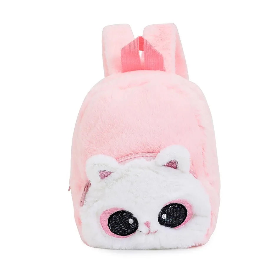 Girls and Boys Kindergarten Shoulders Bags Children's Cartoon Unicorn Plush Big Eyed Backpack Children's Colorful Plush Backpack