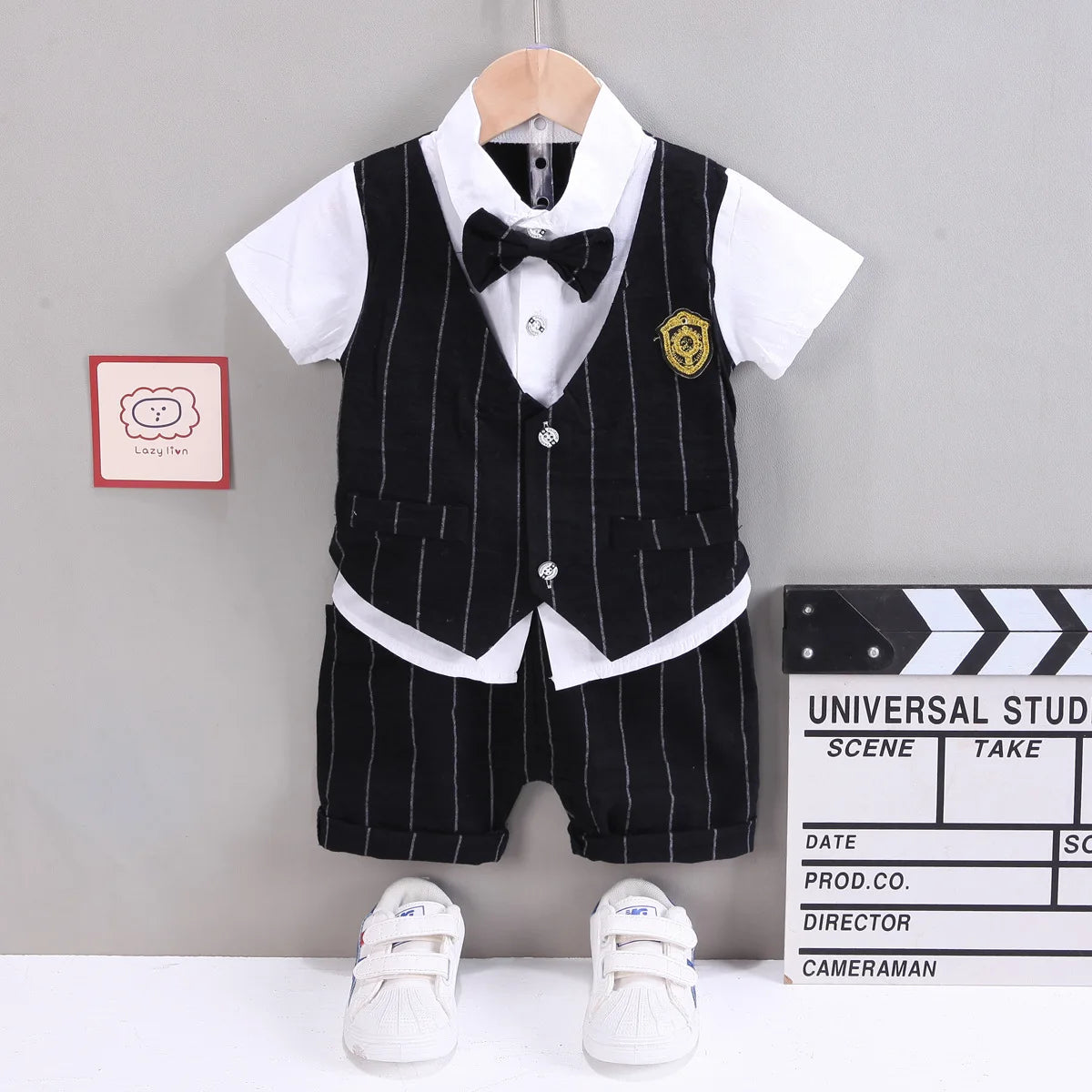 Ensembles de vêtements pour bébés IENENS pour garçons, robe formelle, chemise d'été + short, tenues à manches courtes pour enfants, vêtements de fête d'anniversaire pour tout-petits
