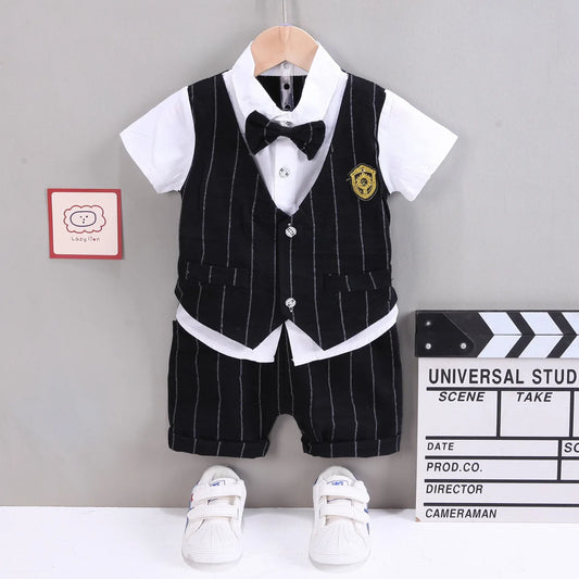 Ensembles de vêtements pour bébés IENENS pour garçons, robe formelle, chemise d'été + short, tenues à manches courtes pour enfants, vêtements de fête d'anniversaire pour tout-petits