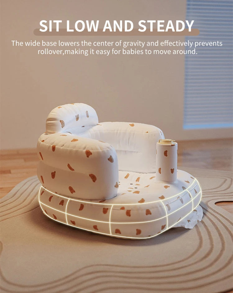 Infant Shining Baby Inflatable Sofa Children Puff Portable Bath Chairs PVC Multifunctional Seat Practice Sitting Bath Stool