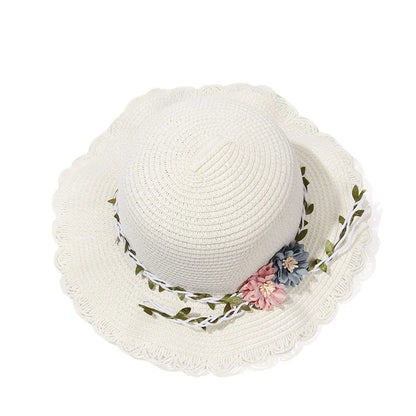 New Summer Kids Flower Caps Bag Girl Sandy Beach Hat Baby Coin Cute Weave Straw Purse Children's Messenger Backpack