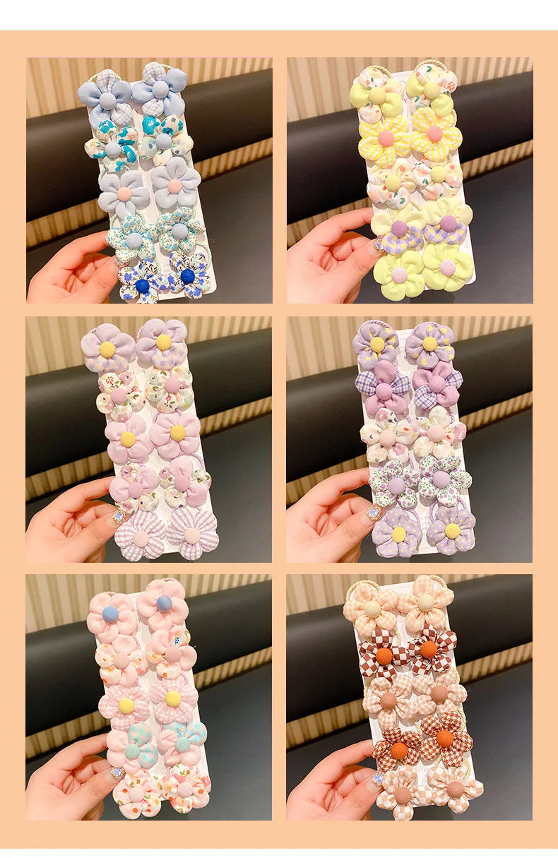 10Pcs/Set New Baby Girl Cute Colors Flower Hair Bands Ponytail Holder Chilren Soft Scrunchies Rubber Kid Hair Accessories