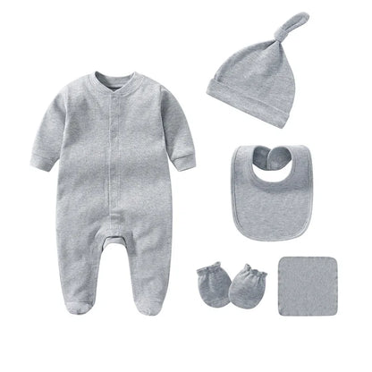 Barboteuses pour bébés garçons en coton uni, vêtements pour nouveau-nés, moufles, chapeaux, chaussettes, tenues pour enfants, tout-petits, personnalisées