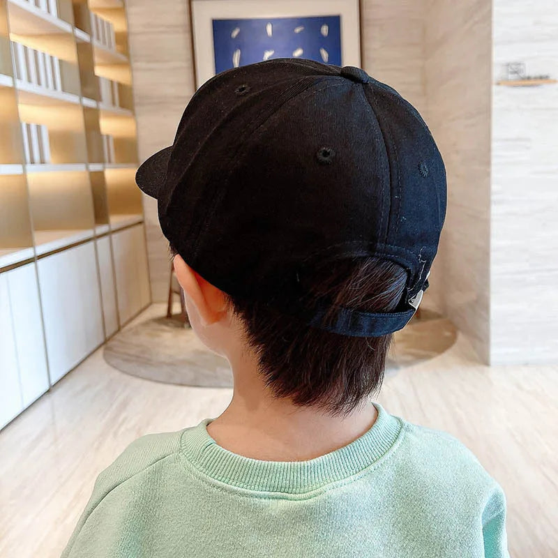 A-Letter Kids Baseball Caps Solid Color Children 2-5Year Boys Girls Baby Duck Tongue Cap Cotton Outdoor Sports Sunscreen Visors