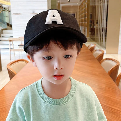 A-Letter Kids Baseball Caps Solid Color Children 2-5Year Boys Girls Baby Duck Tongue Cap Cotton Outdoor Sports Sunscreen Visors