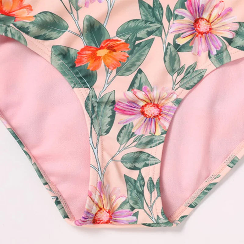 Maillots de bain pour filles TUONXYE, ensemble haut court à épaules dénudées et culotte à imprimé floral, bikini pour enfants, vêtements de plage