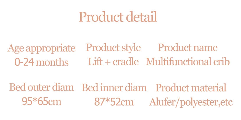 Baby Bed Baby Crib Cradle Newborn Baby cot Cradle Nest Baby Resting Travel Bed Game Bed with Mosquito Net Sleeping Rocking Bed