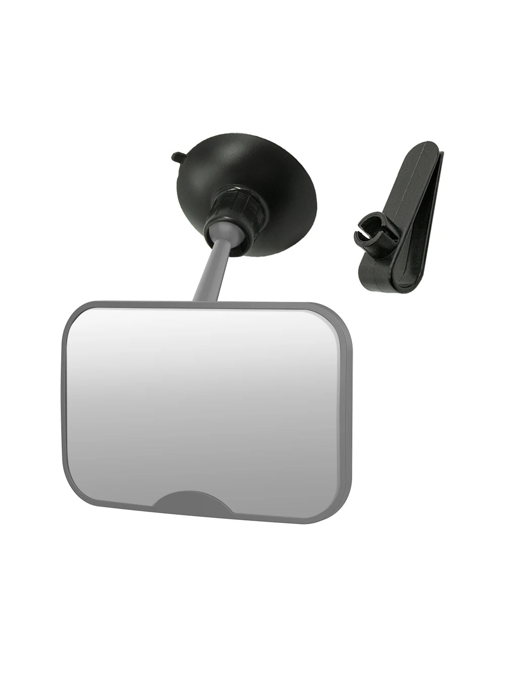 2-in-1 Black Adjustable Car Seat Mirror 360° Rotatable Shatterproof Suction Cups Easy Install for Rear-Facing Kids Monitoring