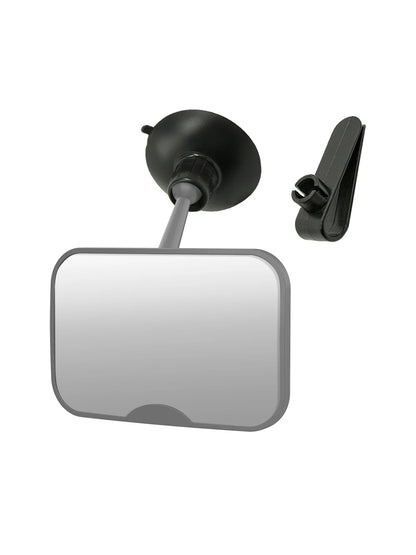 2-in-1 Black Adjustable Car Seat Mirror 360° Rotatable Shatterproof Suction Cups Easy Install for Rear-Facing Kids Monitoring