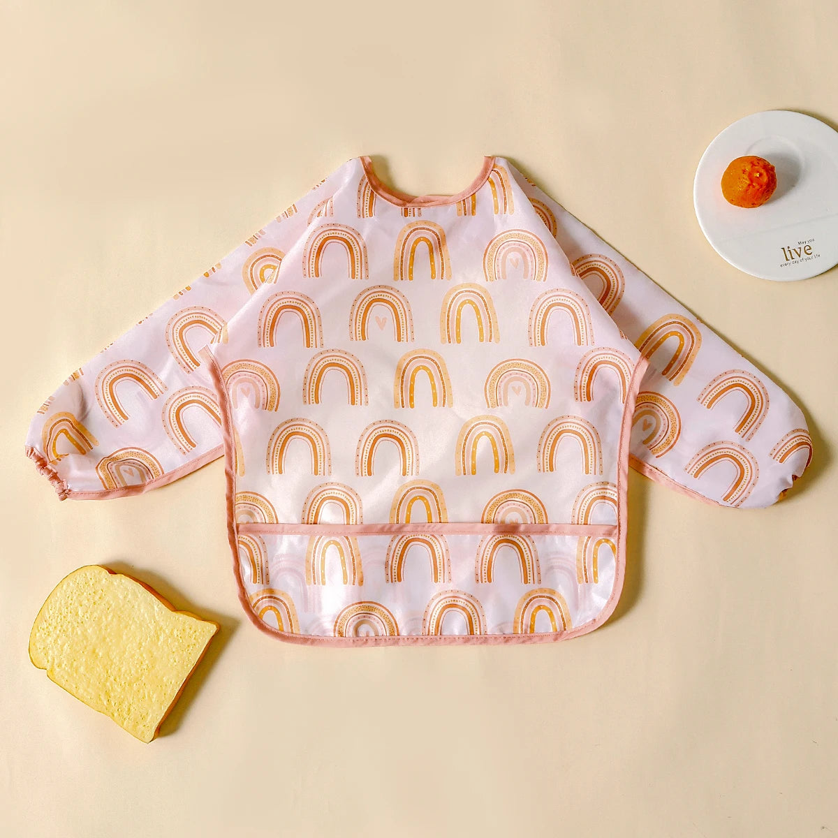 Kangobaby #My Soft Life#Waterproof Baby Long Sleeve Feeding Bib Fashion Full Body Cover
