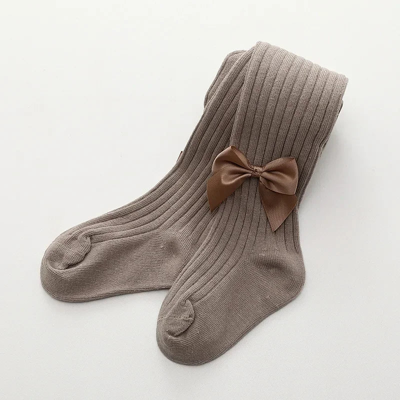 Collants pour nourrissons, nouveau-nés, tout-petits, en coton, pour enfants, printemps-automne, jolis collants en maille avec nœud papillon