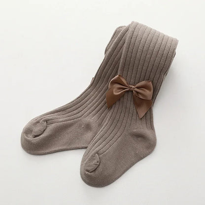 Collants pour nourrissons, nouveau-nés, tout-petits, en coton, pour enfants, printemps-automne, jolis collants en maille avec nœud papillon