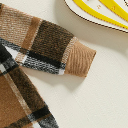 Ensemble 2 pièces pour bébé garçon de 1 à 5 ans, vêtements d'automne à carreaux, chemise à manches longues et pantalon à bande élastique