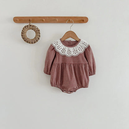Robe d'automne à manches longues et col en dentelle pour bébé fille, tenue princesse pour nouveau-né