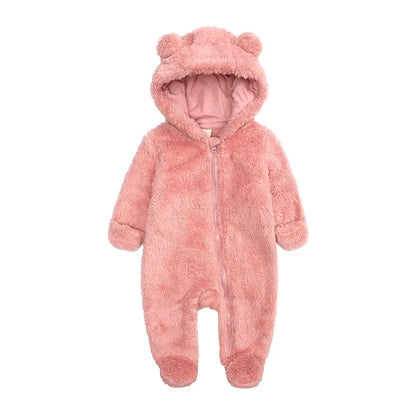 Barboteuse d'hiver épaisse en coton pour bébé, combinaison chaude à manches longues pour fille de 0 à 24 mois, pyjama à capuche en polaire pour nouveau-né garçon, 2025