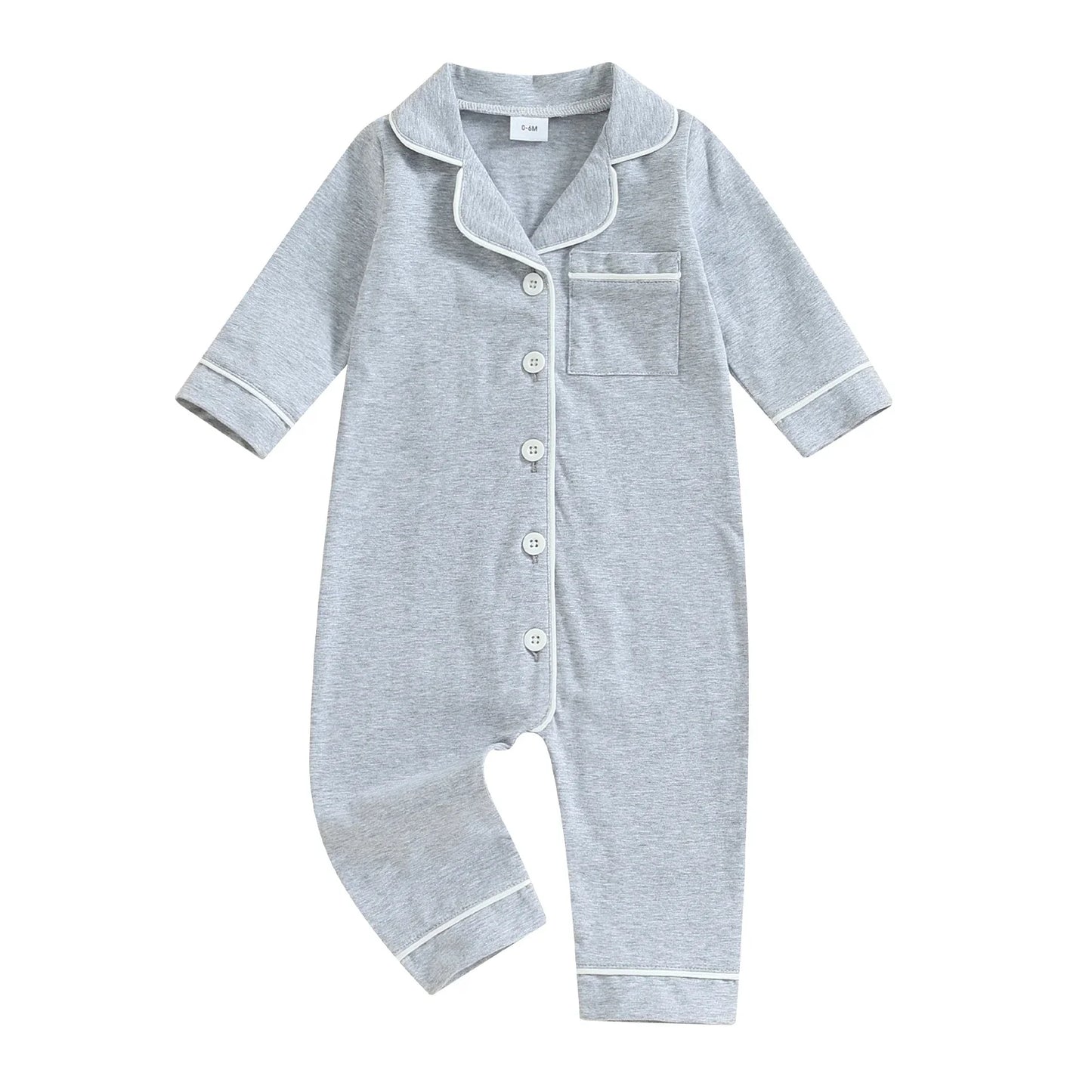Barboteuse pour bébé garçon et fille, pyjama patchwork, col rabattu, boutons, manches longues, combinaison pour nourrisson, vêtements de nuit printemps-automne