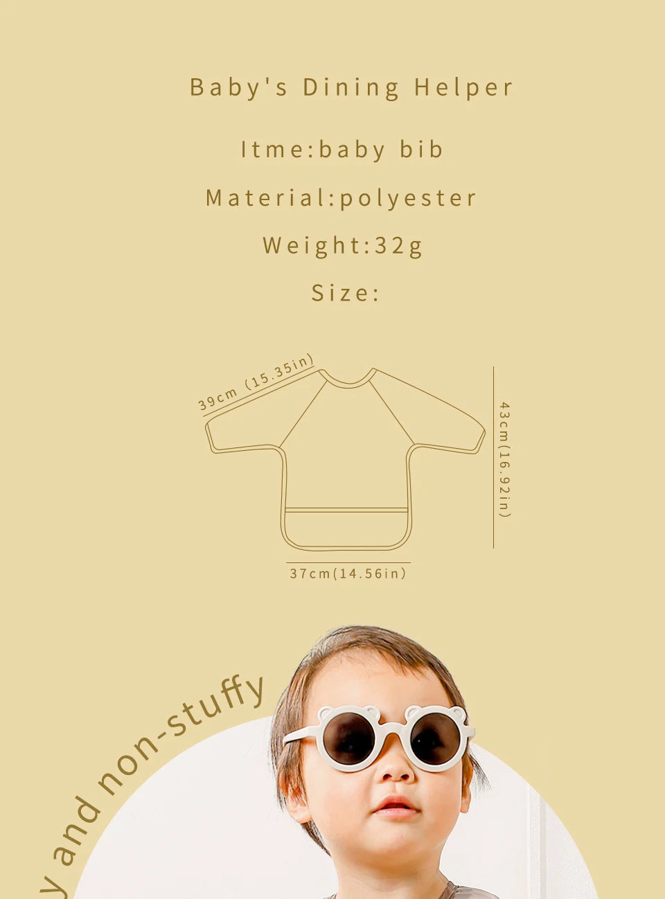 Kangobaby #My Soft Life#Waterproof Baby Long Sleeve Feeding Bib Fashion Full Body Cover