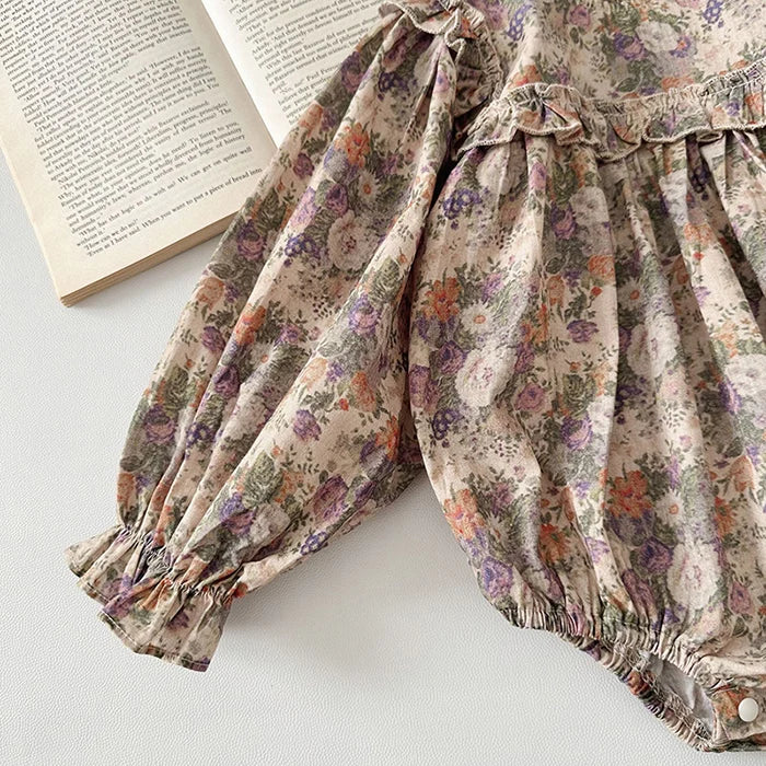 Barboteuse à manches longues pour bébé fille, nouvelle collection automne 2024, en coton imprimé, combinaison pour bébé fille de 0 à 24 mois