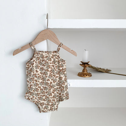 1688 Ins Style Été Bébé Coton Barboteuse Filles Sans Manches Motif Fruits Bonne Élasticité 0-2 Ans Combinaison Vente Chaude