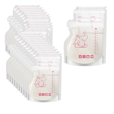 Lot de 50 sachets de conservation du lait maternel pré-stérilisés, anti-fuites, sans BPA, jetables, pour le stockage du lait maternel, pour le pompage et la congélation, motif éléphant