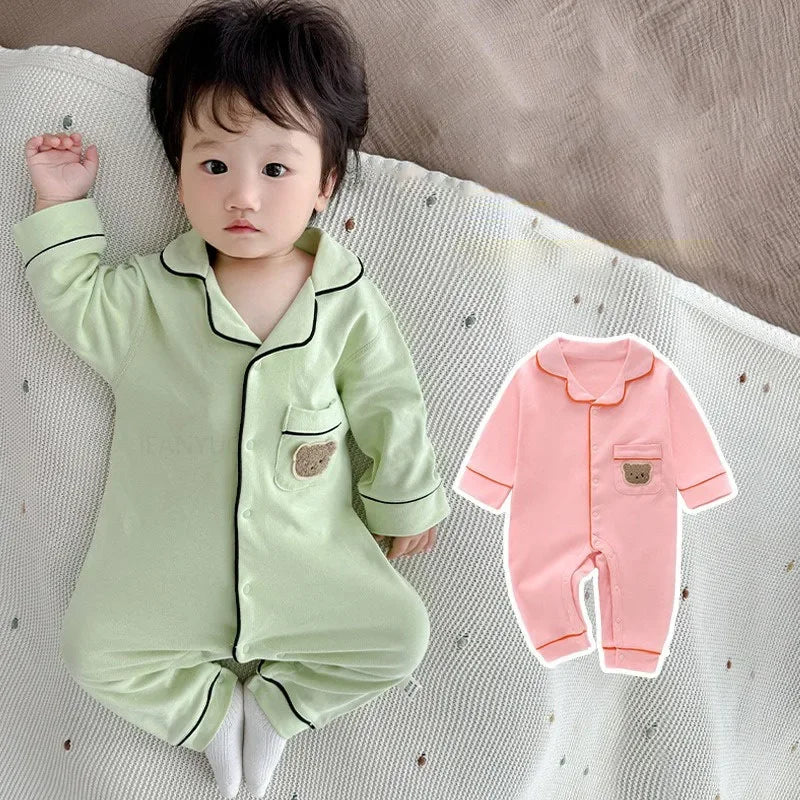 Pyjama en coton doux et respirant pour bébé, vêtements de nuit pour enfants, garçons et filles, printemps-automne
