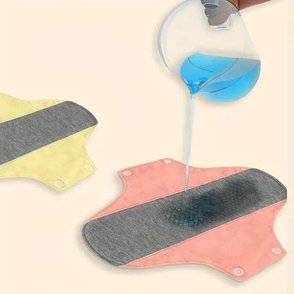 1 ensemble de serviettes hygiéniques lavables en coton graphène de couleur unie, réutilisables et anti-fuites